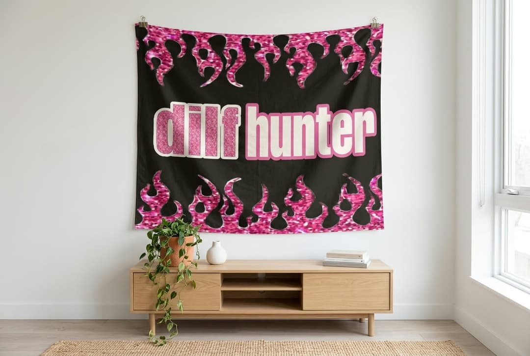 DILF Hunter tapestry wall hanging mockup