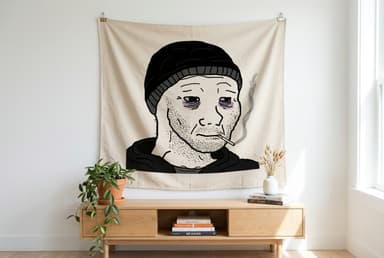 The Doomer tapestry wall hanging mockup