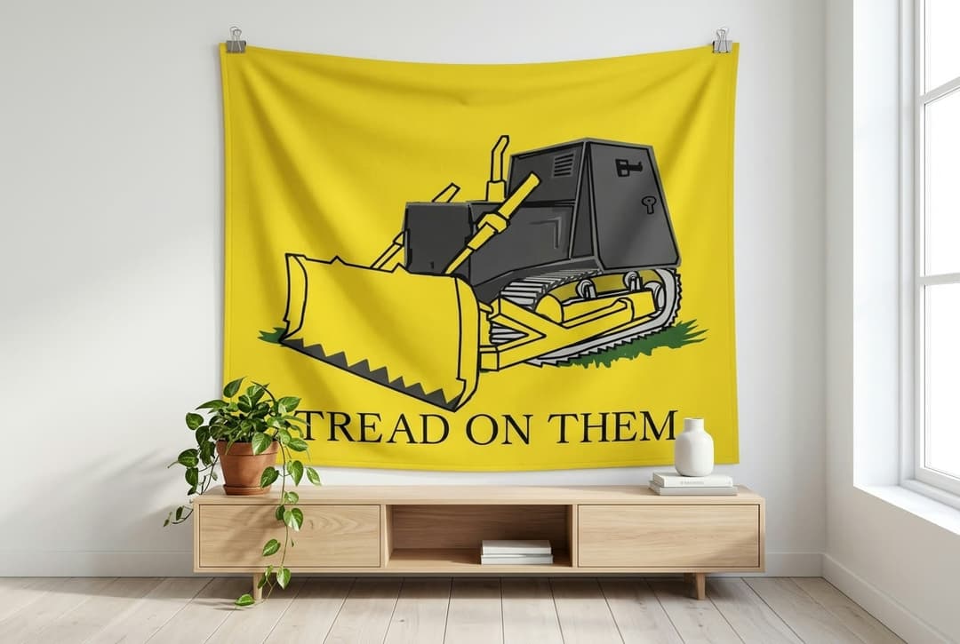 Tread on Them tapestry wall hanging mockup
