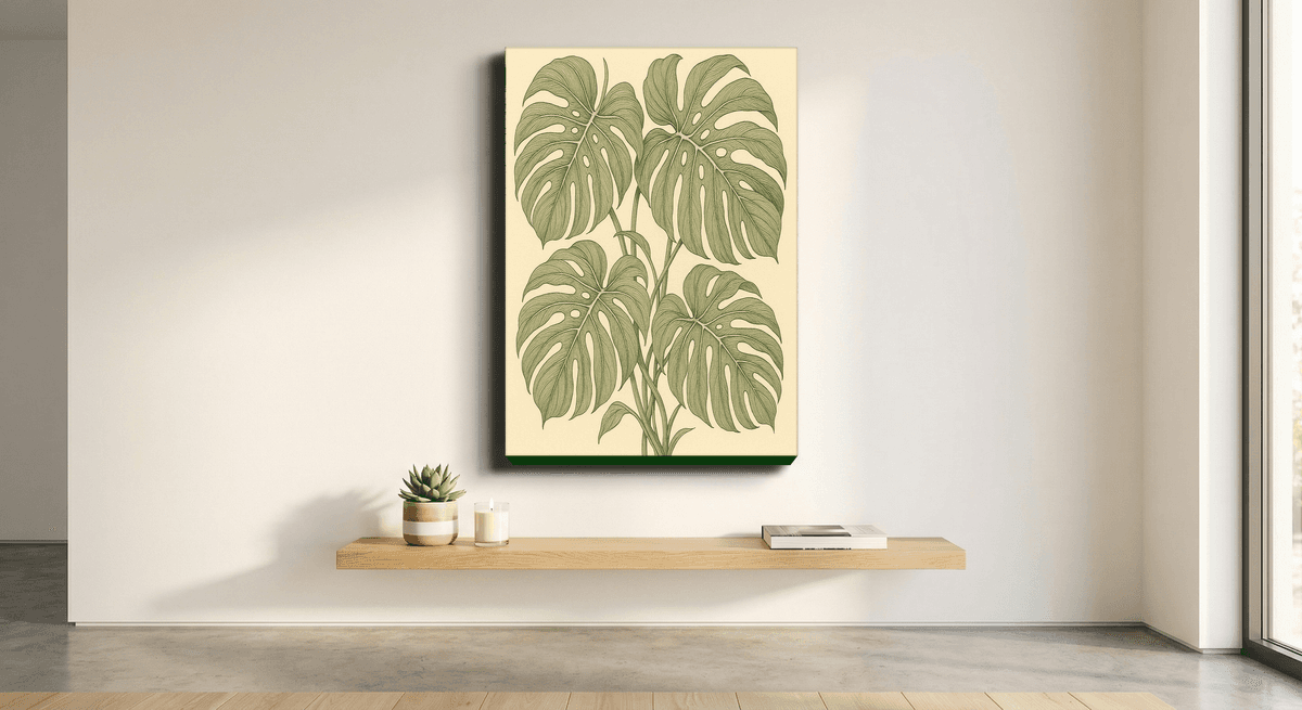 Monstera Study canvas mockup