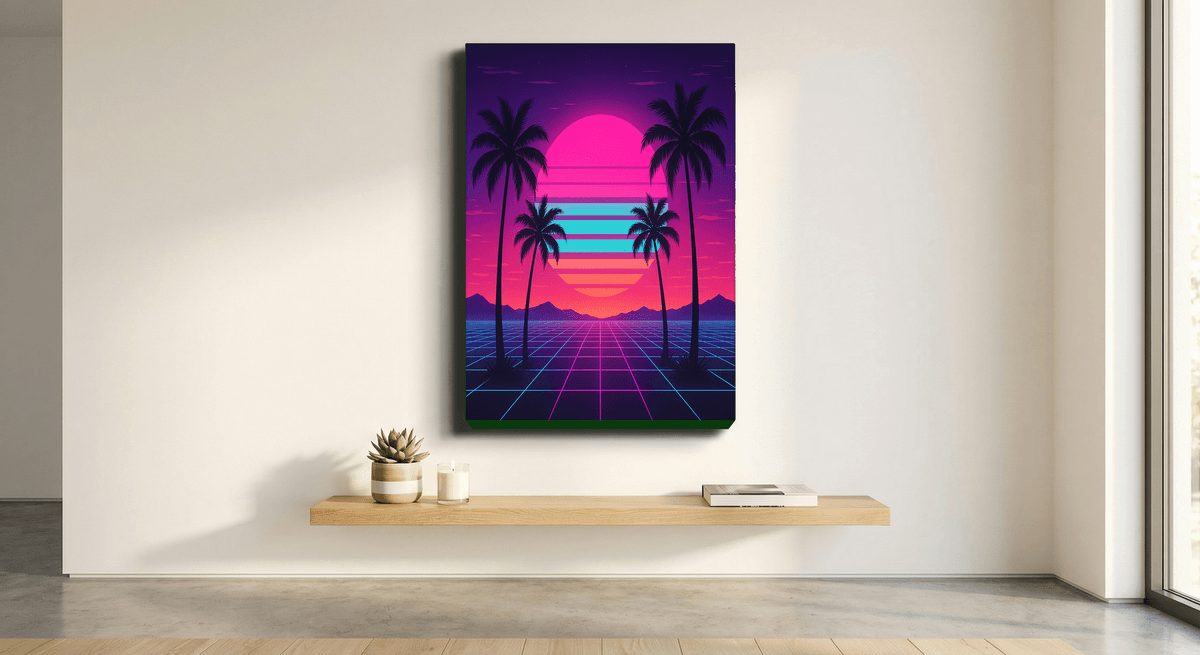 Neon Grid canvas mockup