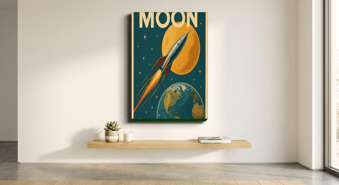 Visit The Moon canvas print mockup
