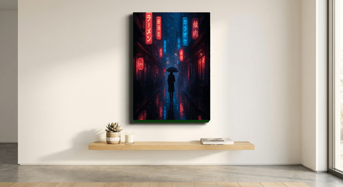 Neon Rain canvas mockup