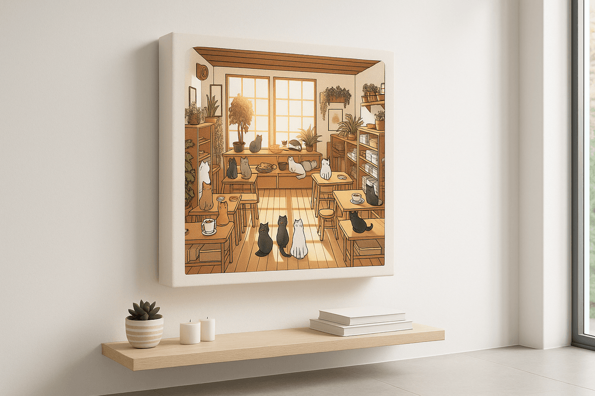 Cat Café canvas mockup