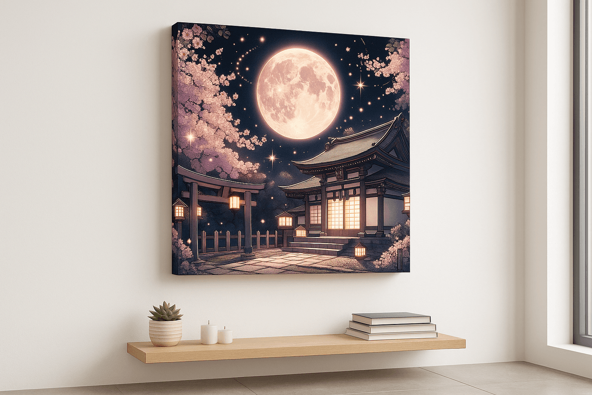 Moonlit Shrine canvas mockup