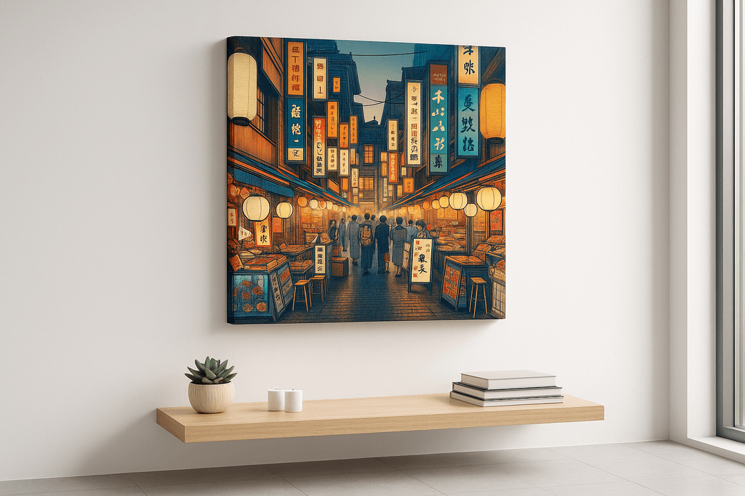 Night Market canvas print mockup