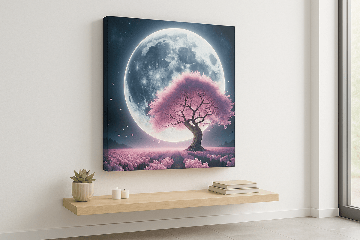 Moonlit Sakura canvas mockup