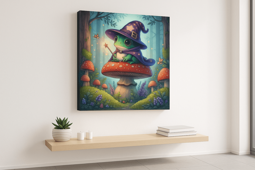 Frog Wizard canvas print mockup