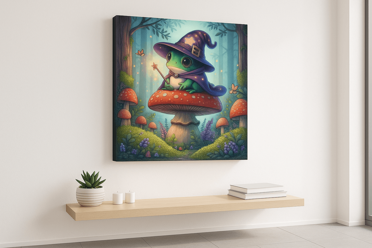 Frog Wizard canvas mockup