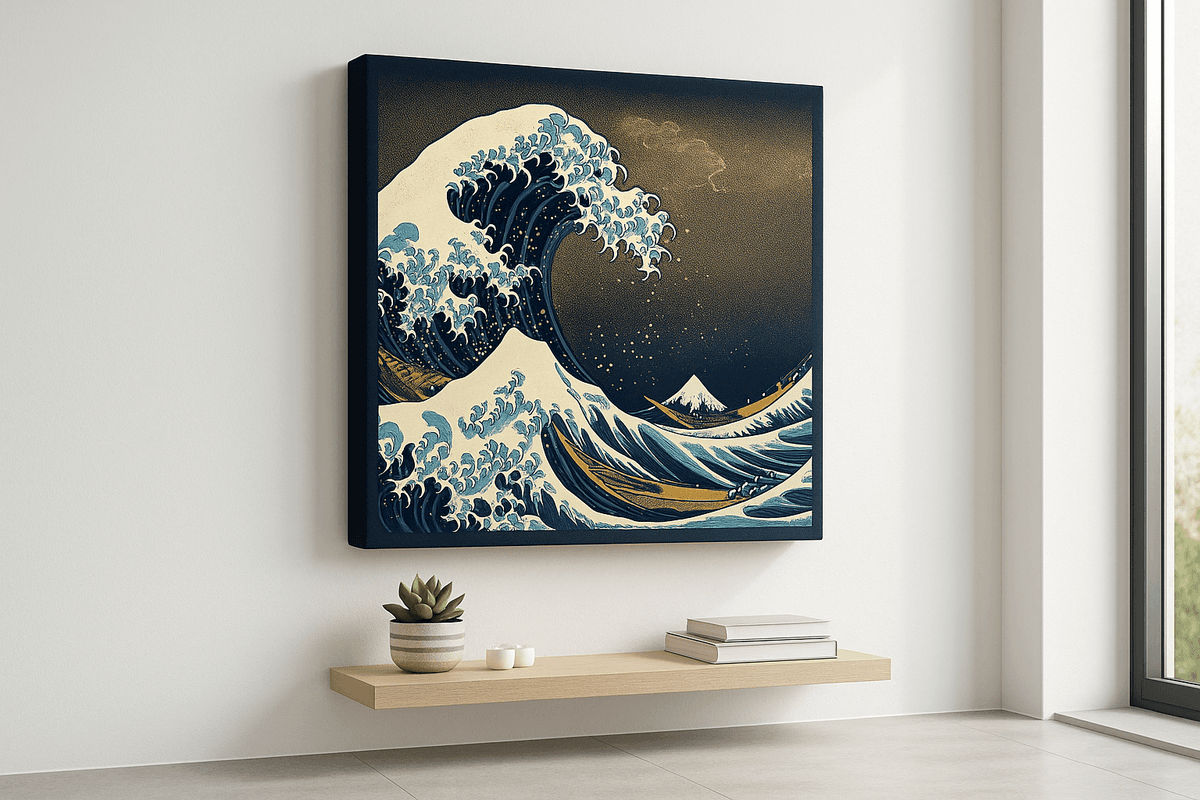 The Great Wave canvas mockup