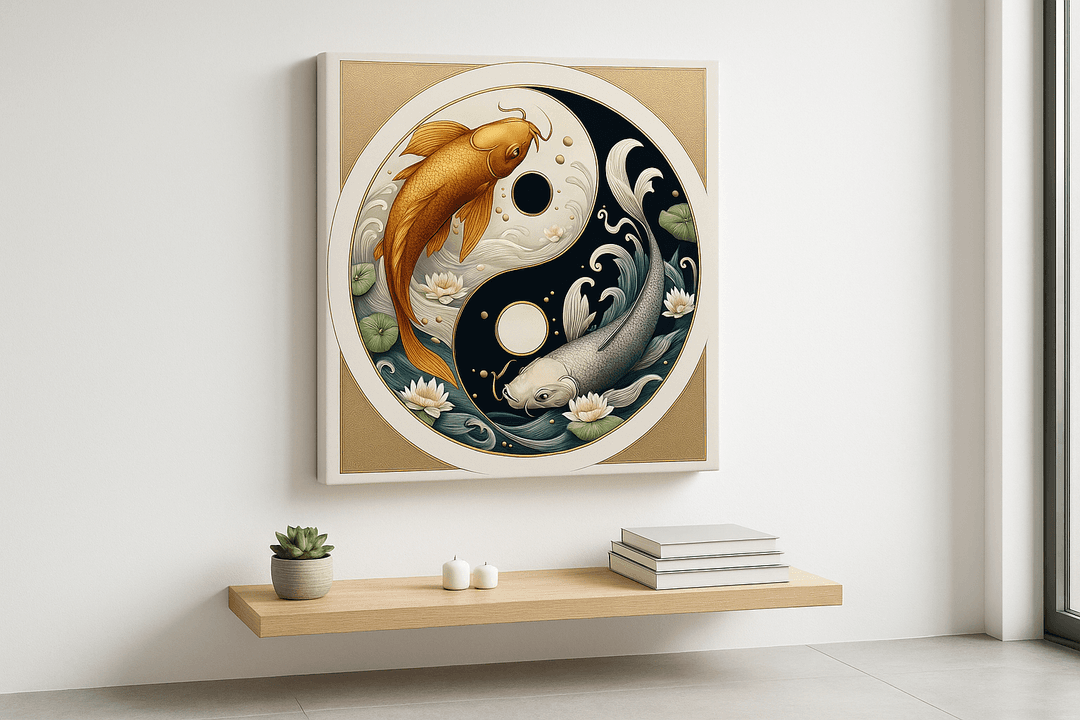 Koi Yin Yang canvas print mockup