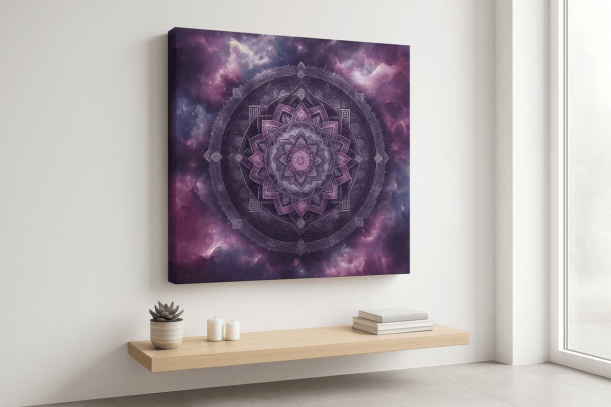 Cosmic Mandala canvas mockup