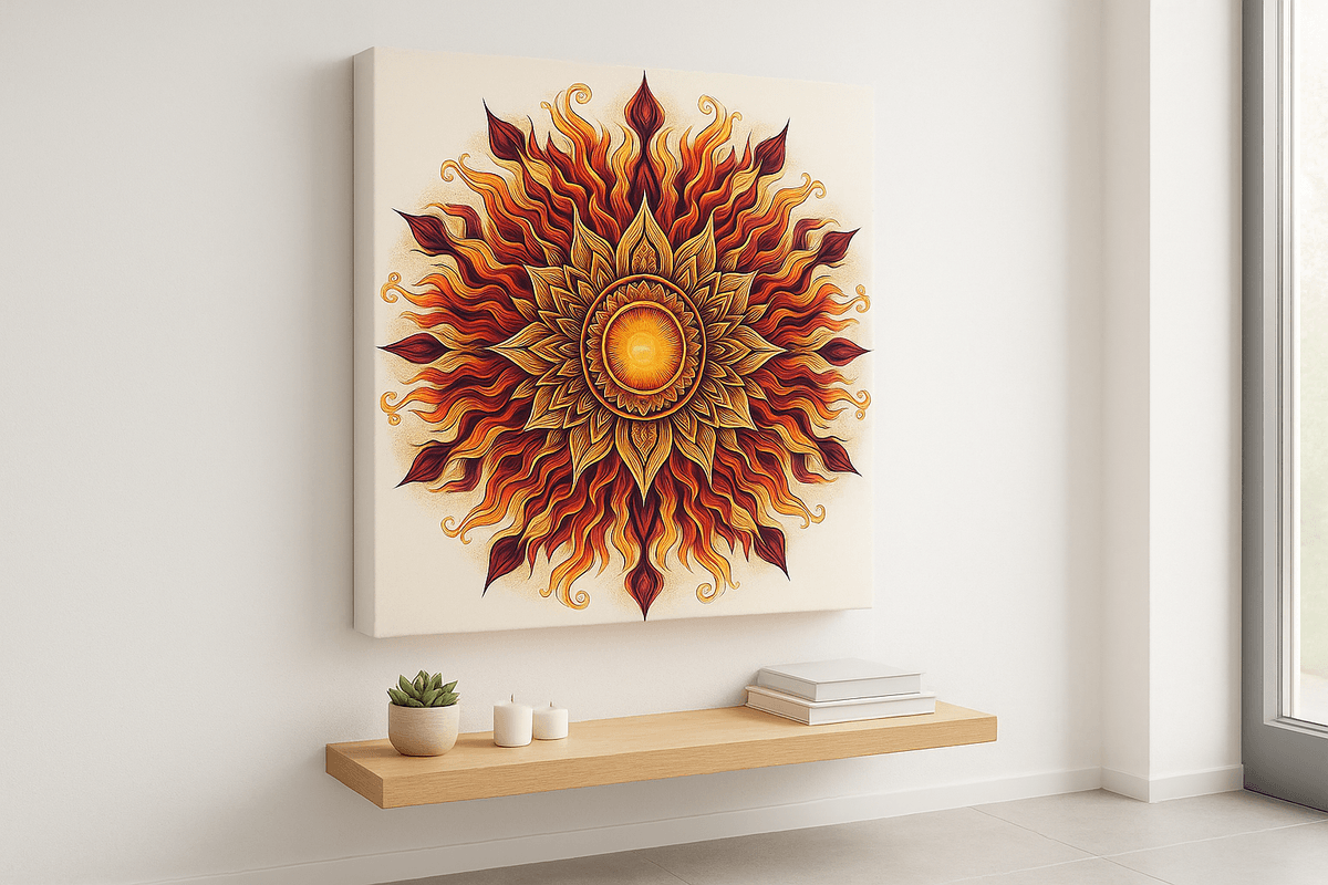 Fire Mandala canvas mockup
