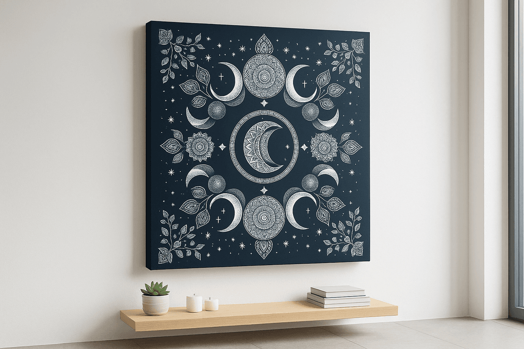 Moon Phase Mandala canvas print mockup