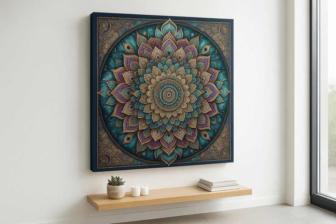 Peacock Mandala canvas print mockup