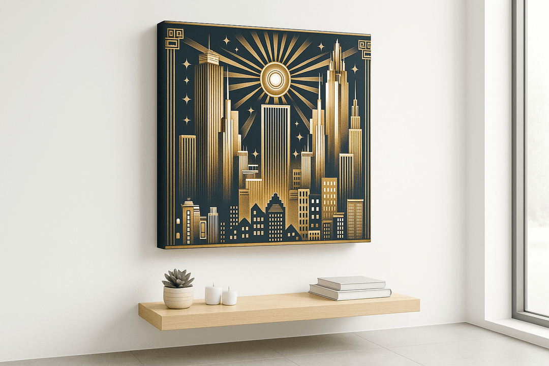 Neo Deco City canvas print mockup