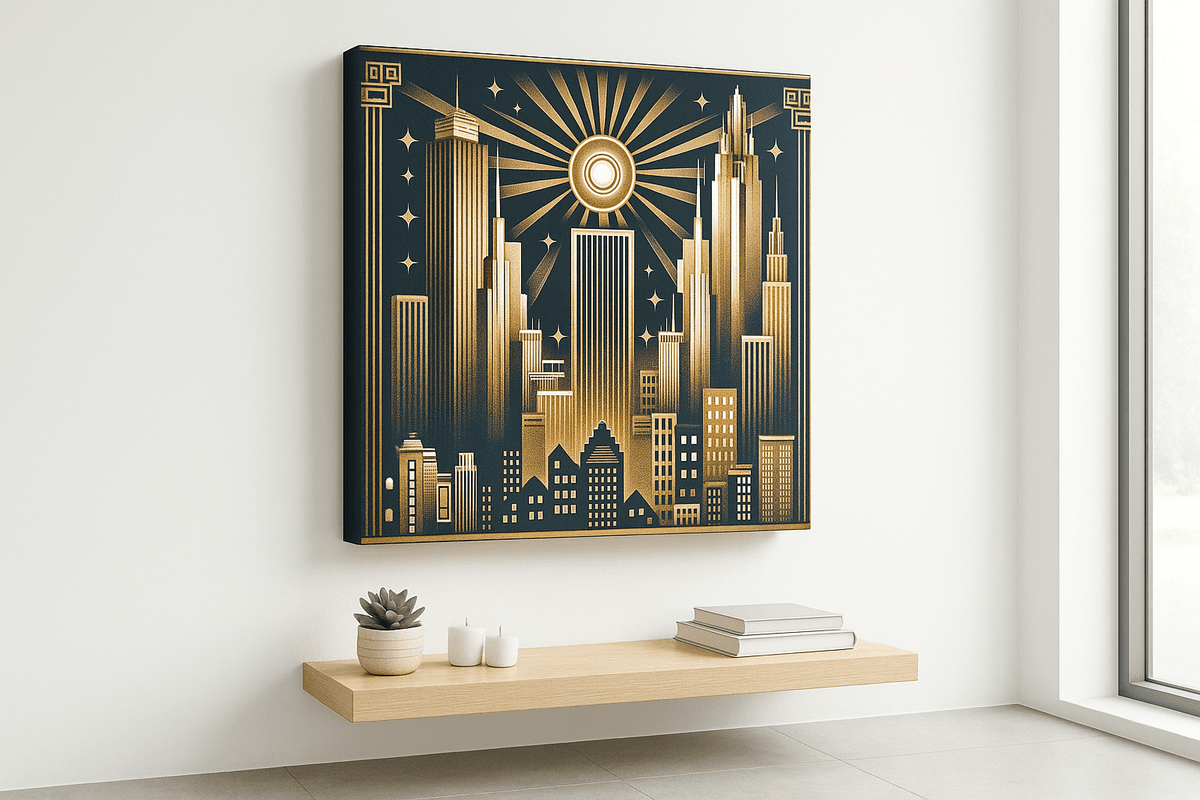 Neo Deco City canvas mockup