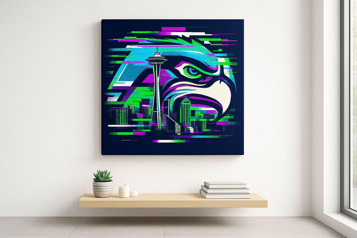 Hawk Glitch canvas mockup