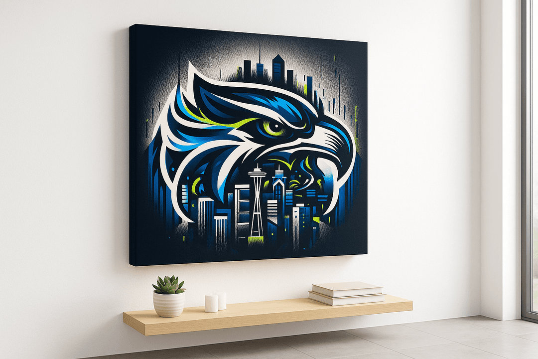 Neon Seattle canvas print mockup