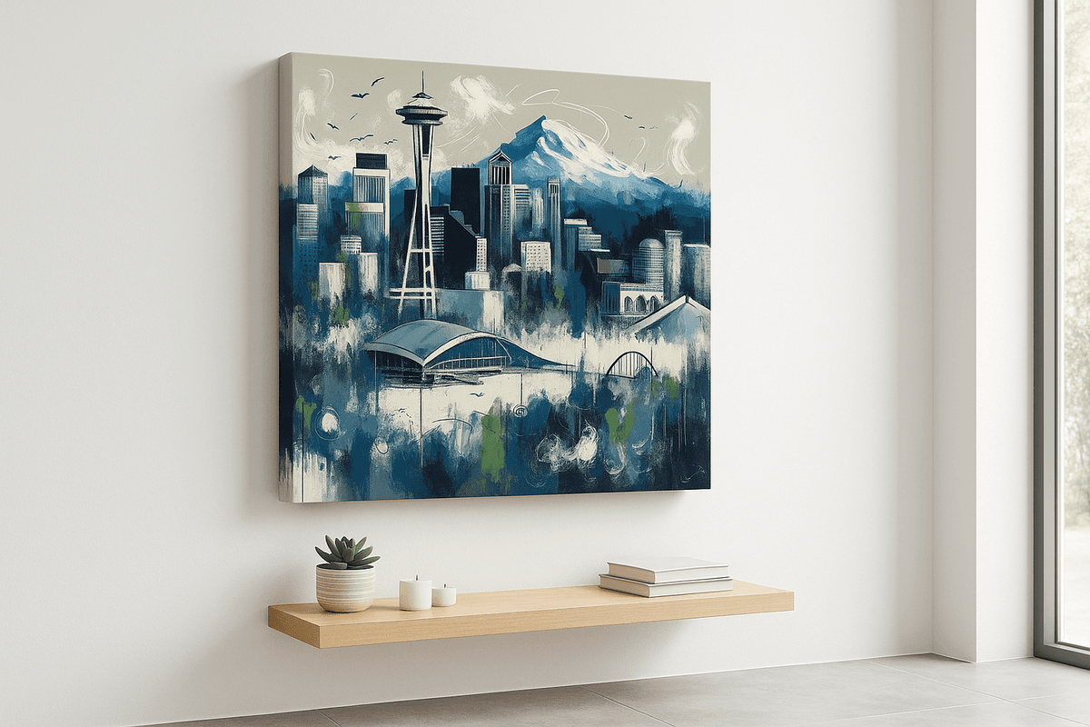 Painted Seattle canvas mockup