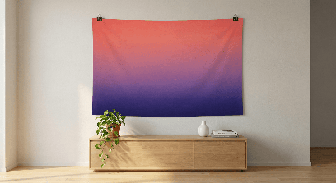 Dusk Gradient tapestry wall hanging mockup