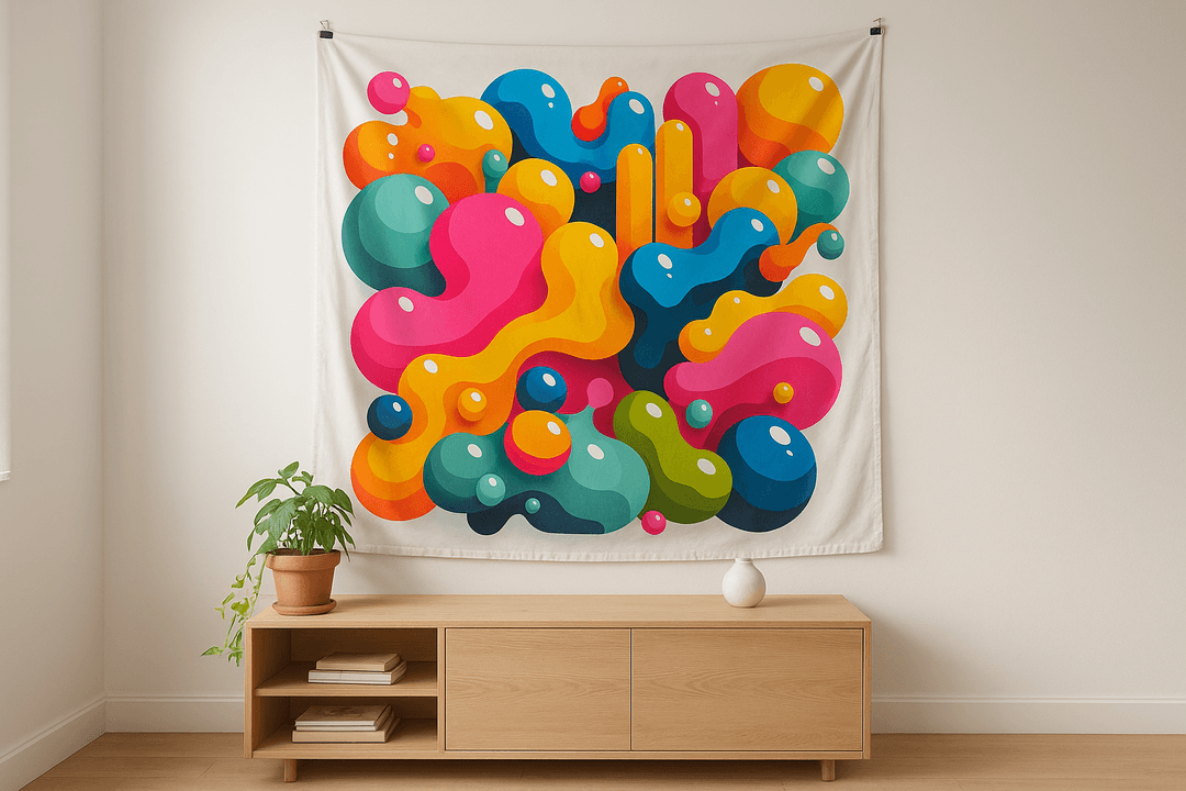 Dopamine Rush tapestry wall hanging mockup