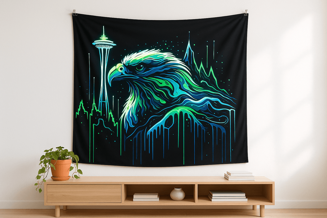 Neon Drip tapestry wall hanging mockup
